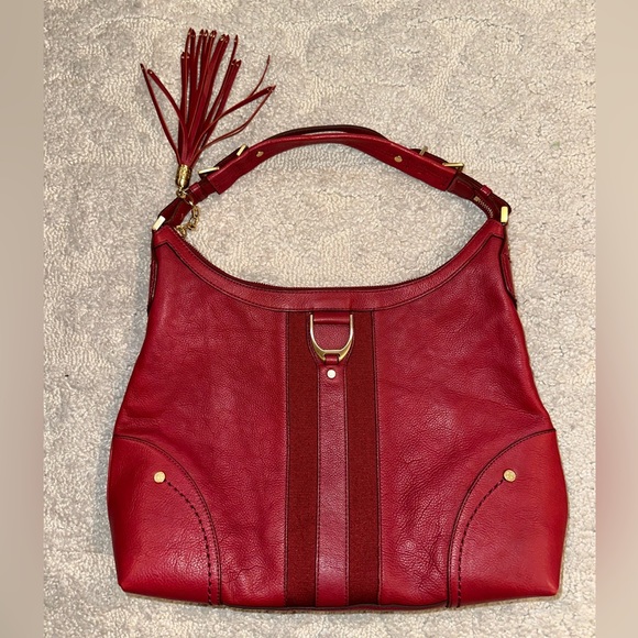 Cole Haan Handbags - Like NEW! Cole Haan Red Pebbled Leather Shoulder Bag with GOLD hardware